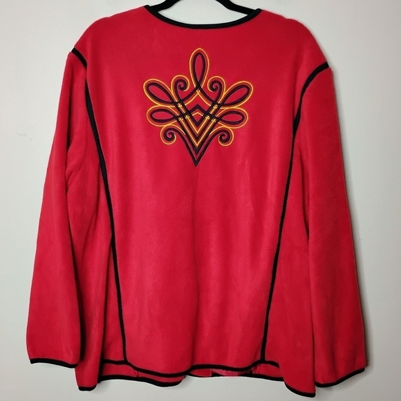 Bob Mackie Wearable Art Jacket 2X Fleece Embroidered Zip Up Statement Fall Plus - Picture 5 of 7